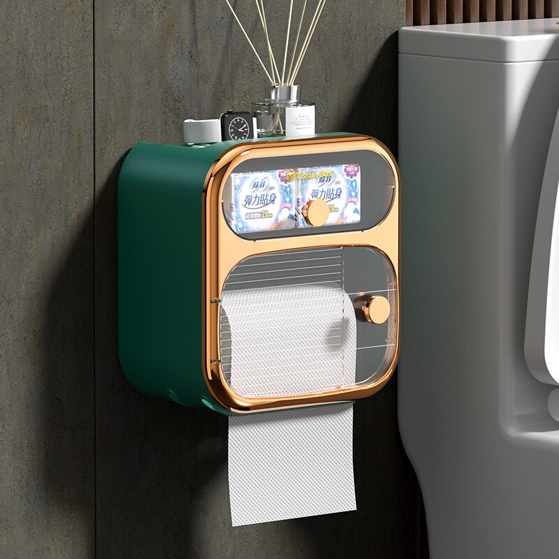 Space-Saving Wall-Mounted Toilet Paper Holder Storage