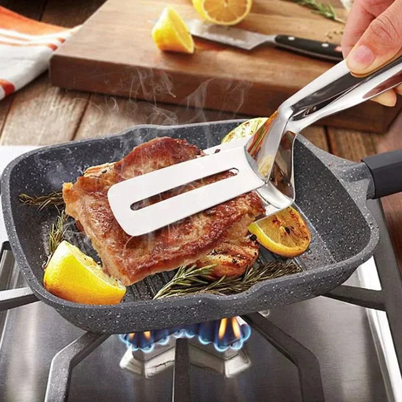 Premium Stainless Steel Kitchen Spatula Tongs Clamp