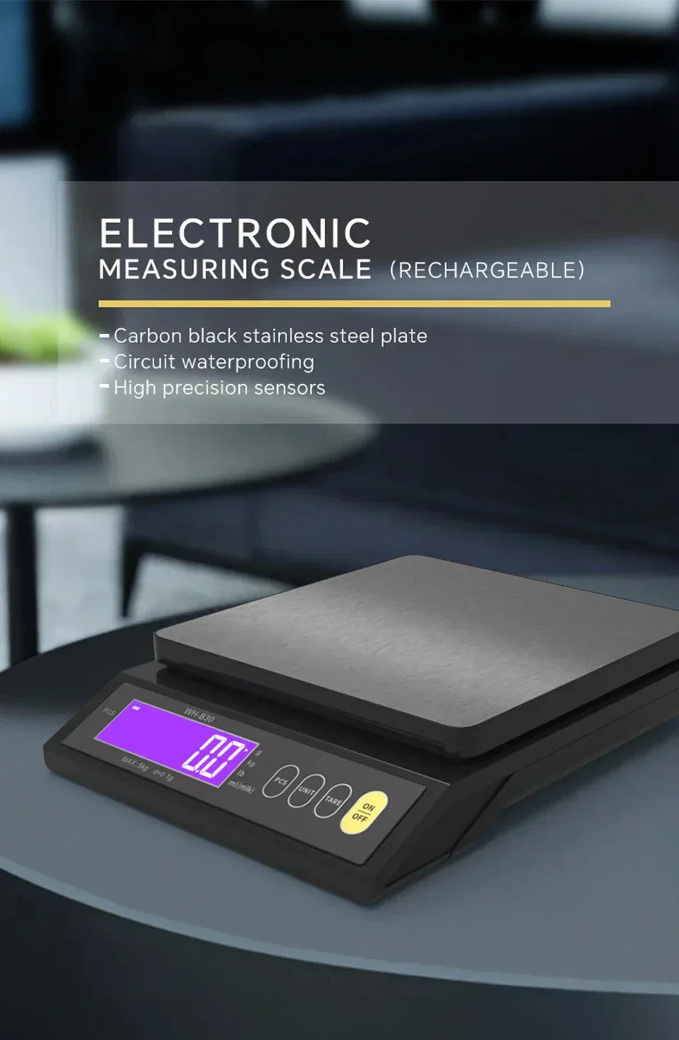 Accurate Digital Kitchen Scale, Waterproof Stainless Steel