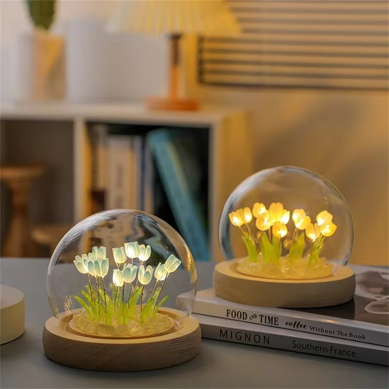 Colorful LED Tulip Bedside Table Lamp