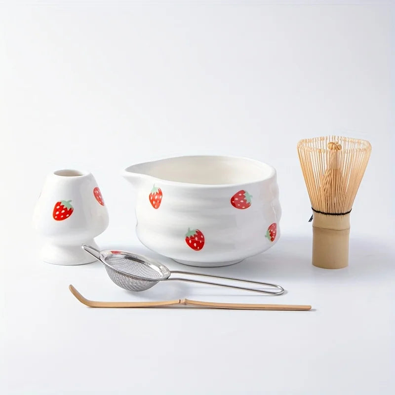 Pink Ceramic Matcha Tea Bowl Set Large Premium Quality