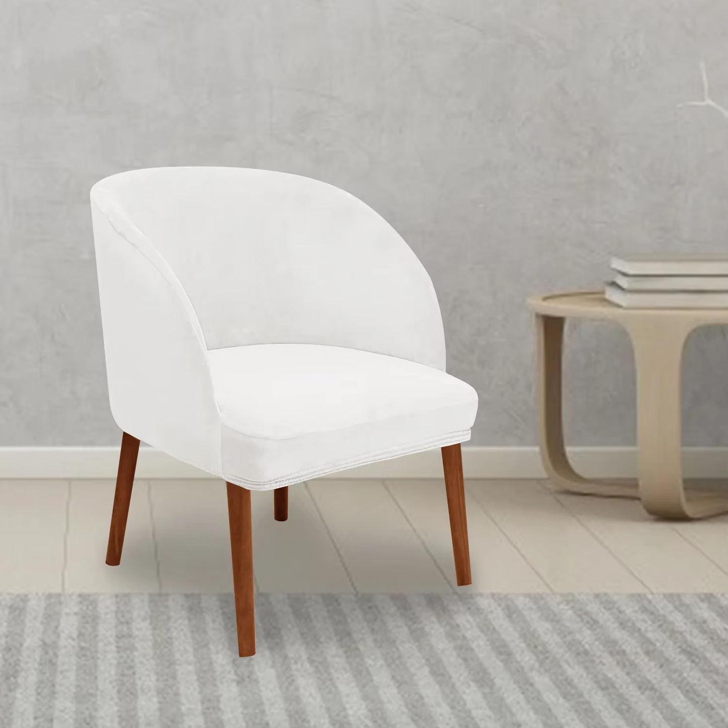 Stretchy Velvet Chair Cover for Round Arm Chairs