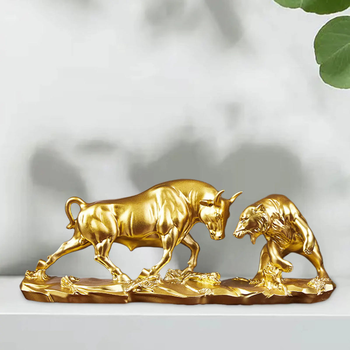 Lucky Bear and Bull Figurine Animal Statue Decor