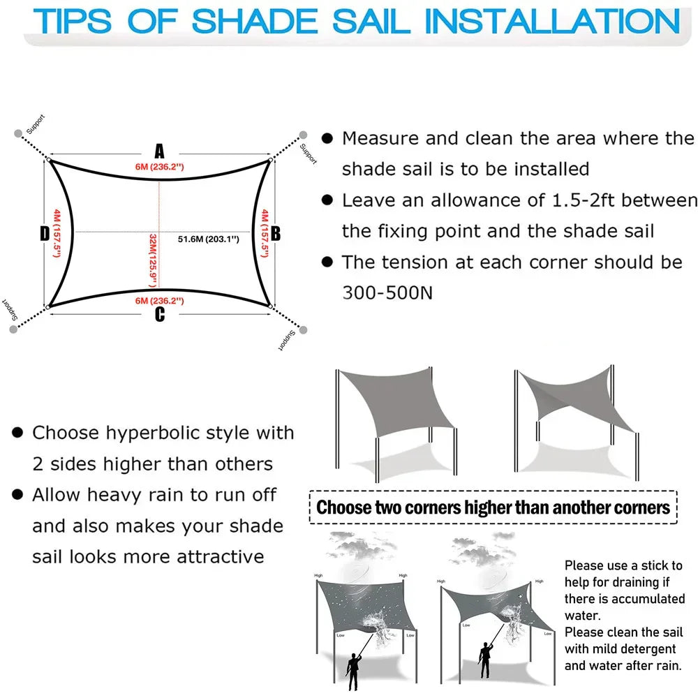 Outdoor Waterproof Sun Shade Sail with UV Resistance