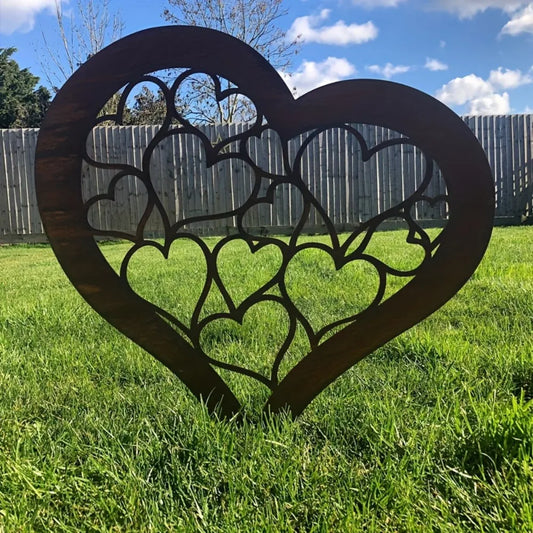 Vintage Metal Heart Garden Decor Stake - Cofik