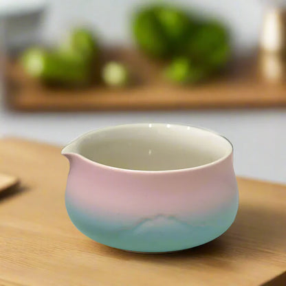 Traditional Green Tea Ceramic Set with Bamboo Handle