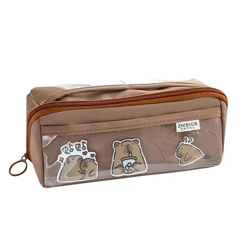 Clear Pencil Case with 10 Compartments for Kids