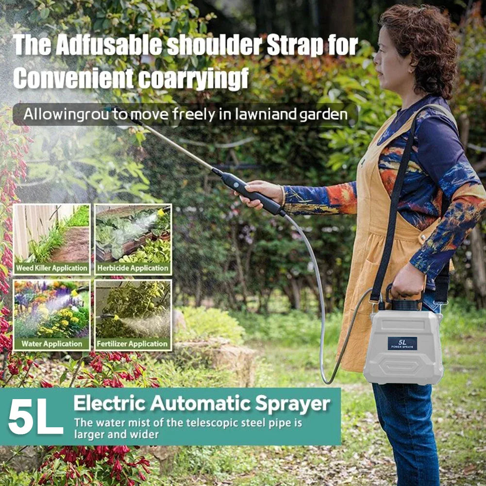 Portable 5L Electric Spray Bottle for Gardening & Cleaning