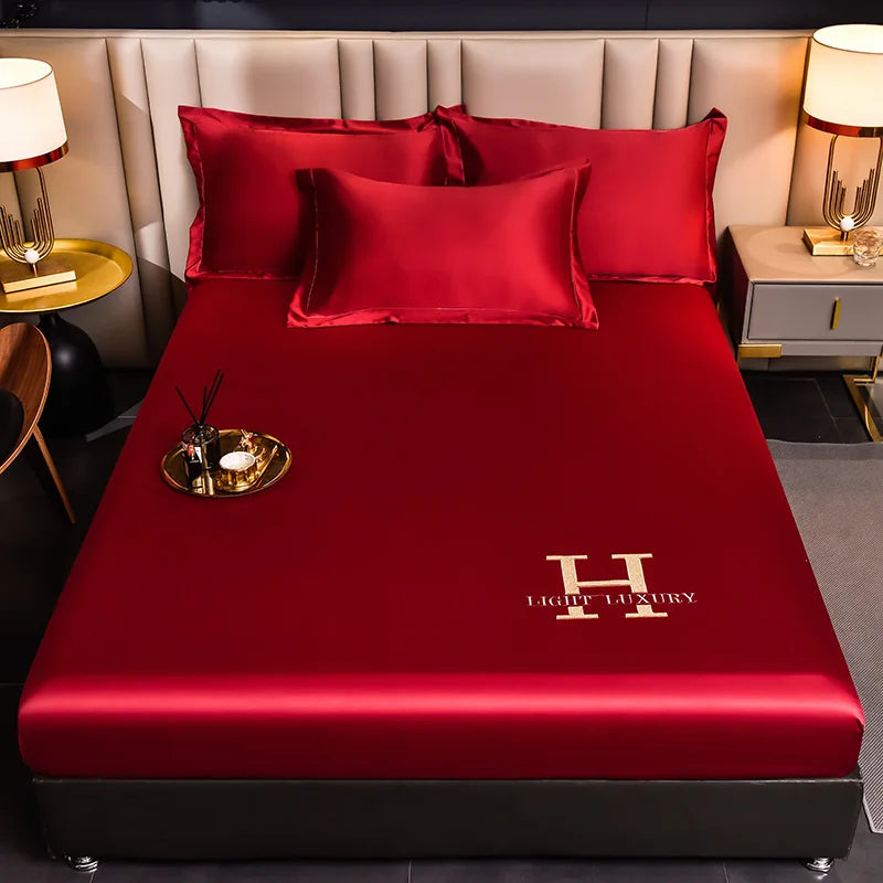 Luxurious Plain Silk Bedding Sheet - Cofik