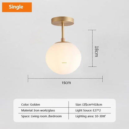 Luxury Gold Glass LED Ceiling Lamp