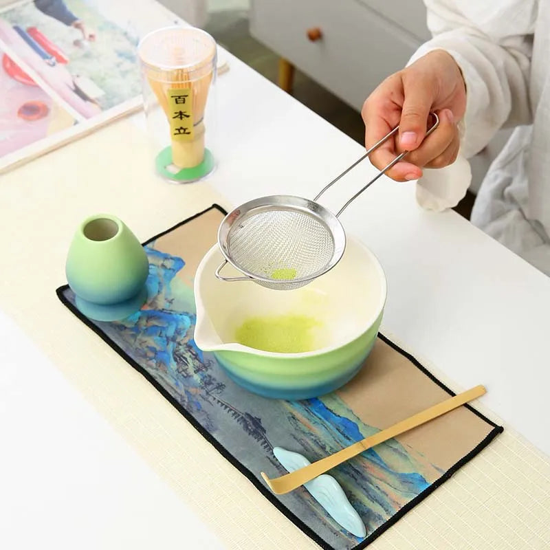 Premium Green Tea Starter Kit Bamboo Ceramic Set