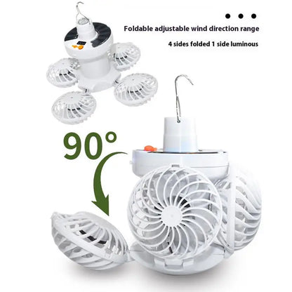 Compact Solar Powered Camp Lamp with Fan
