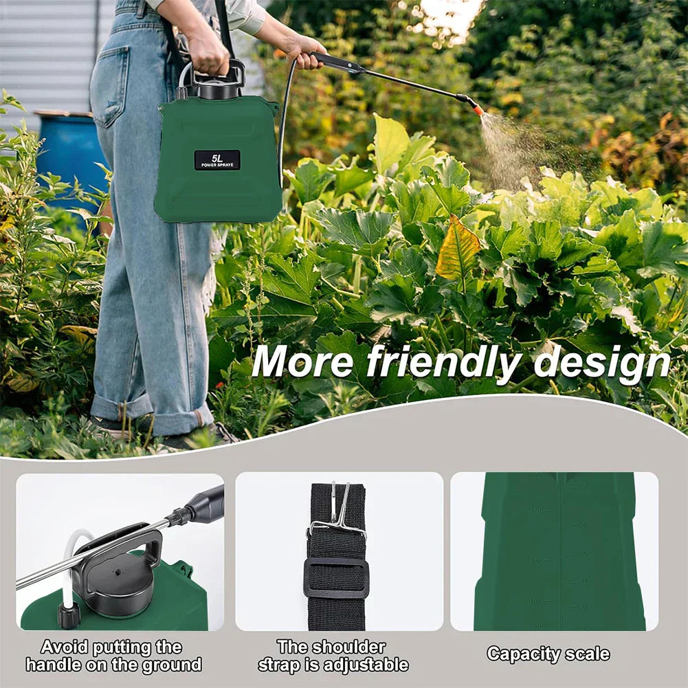 Portable 5L Electric Spray Bottle for Gardening & Cleaning