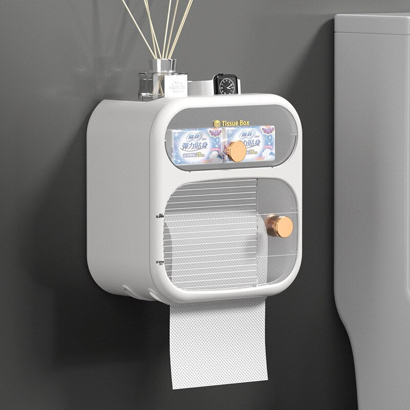 Space-Saving Wall-Mounted Toilet Paper Holder Storage