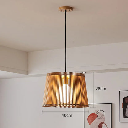 Rustic Wooden Hanging Cage Lamp