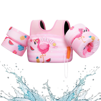 Children's Swim Vest with Arm Floats and Safety Whistle