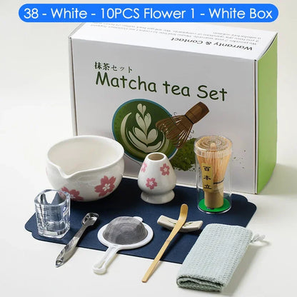Green Tea Set 10-Piece Bamboo Ceramic Standard Size
