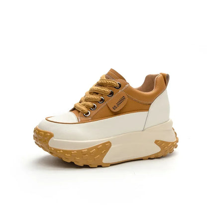 Low Heel Leather Platform Sneakers