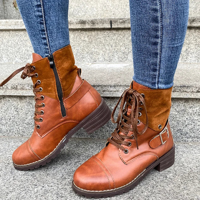 Retro Chic Low Heel Ankle Boots