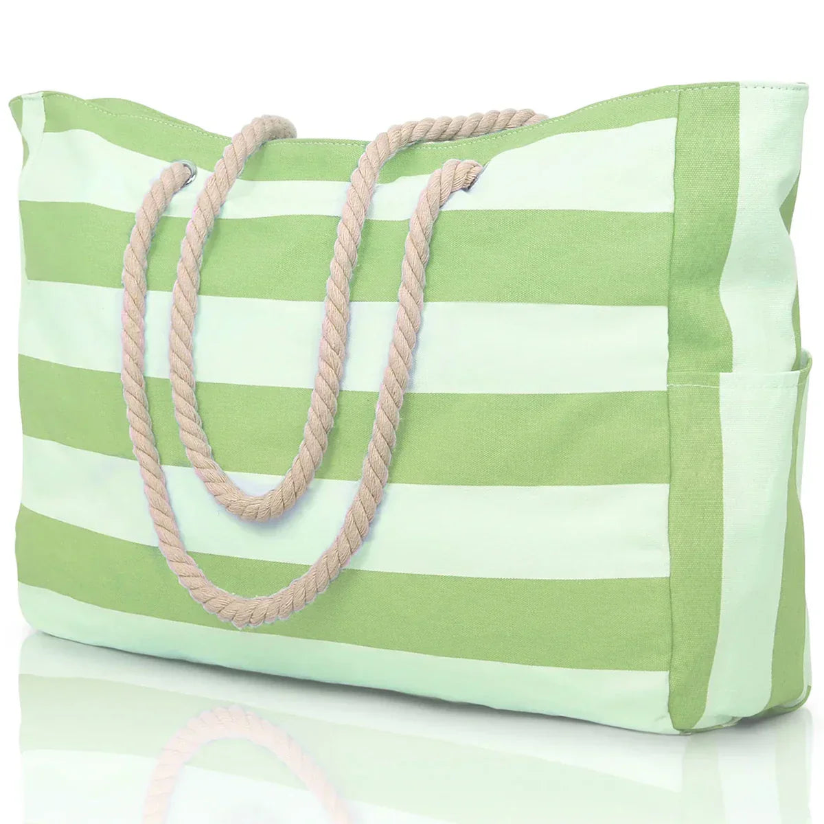 Stylish Striped Beach Tote Bag with Zipper