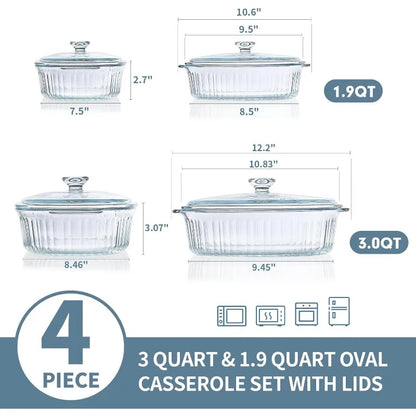 Non-Stick 4-Piece Glass Oven Dish Set