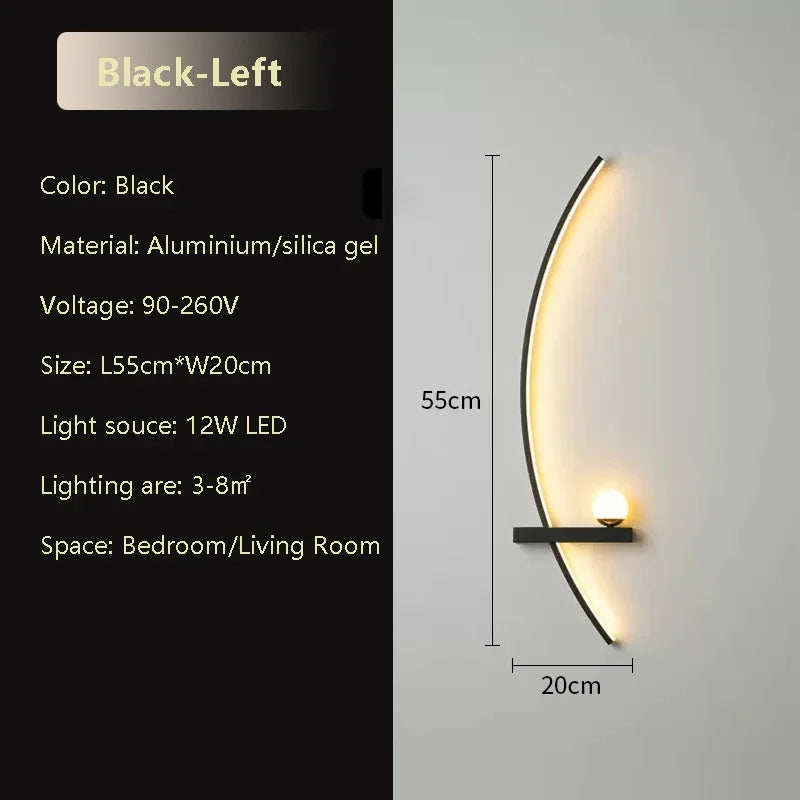 Slim LED Black Gold Wall Light