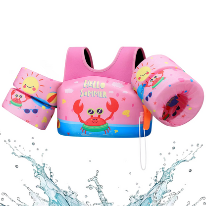 Children's Swim Vest with Arm Floats and Safety Whistle