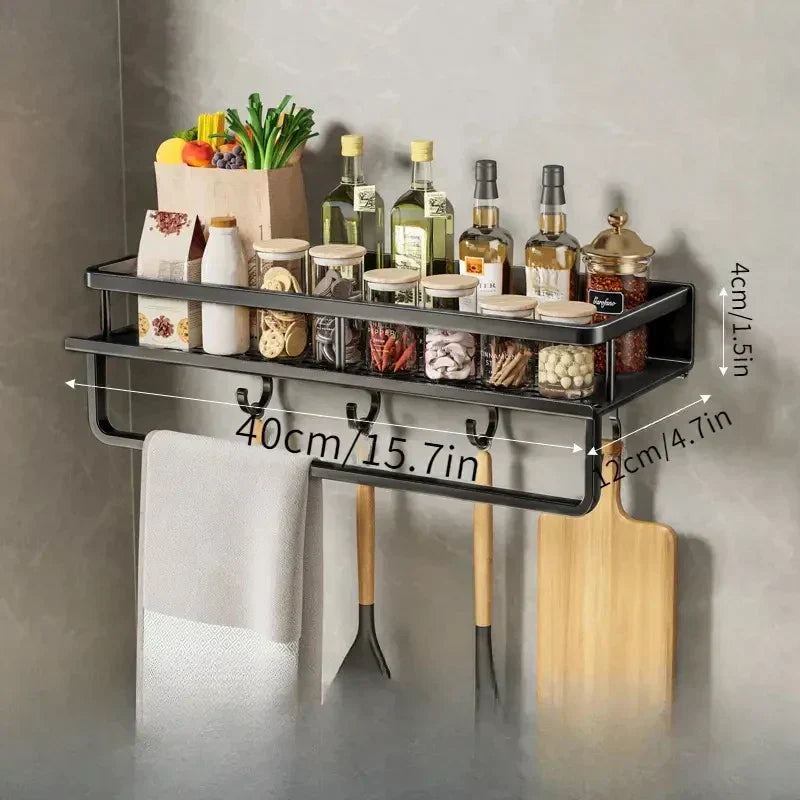 Dark Wood Kitchen Storage Shelf