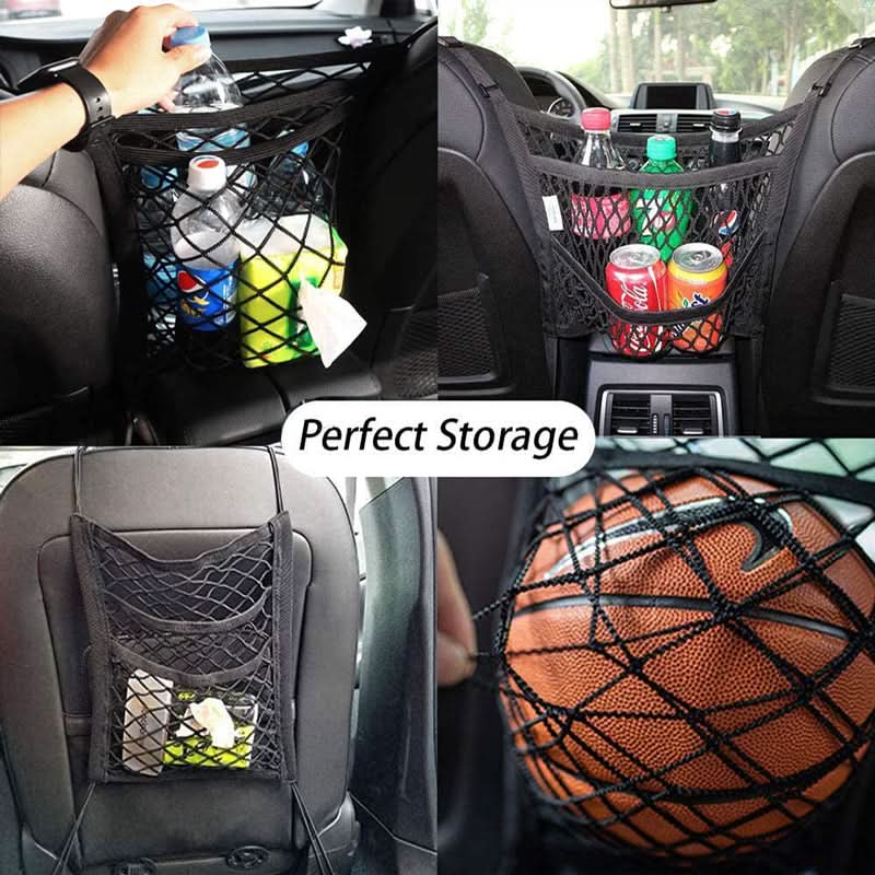 Car Safety Net with Pet Storage Compartment
