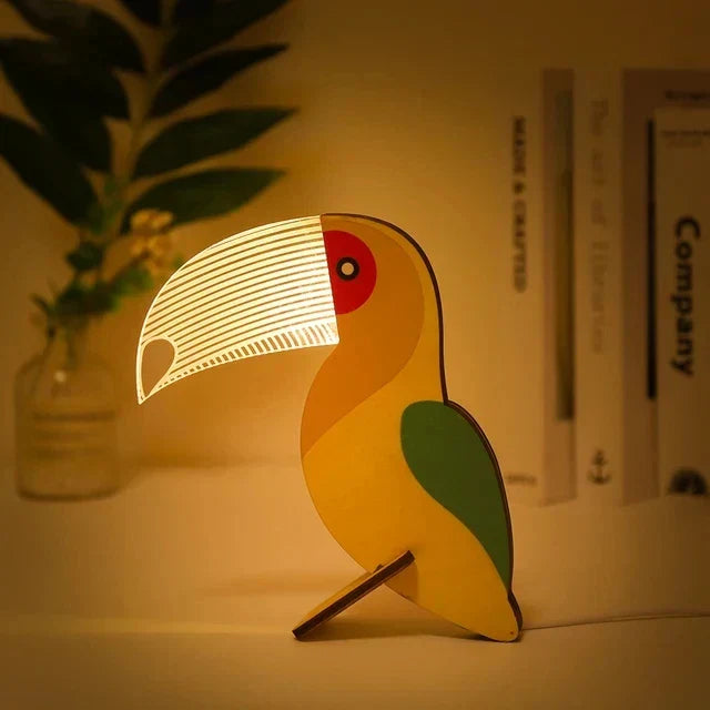 Rustic Wood Animal Night Table Lamps