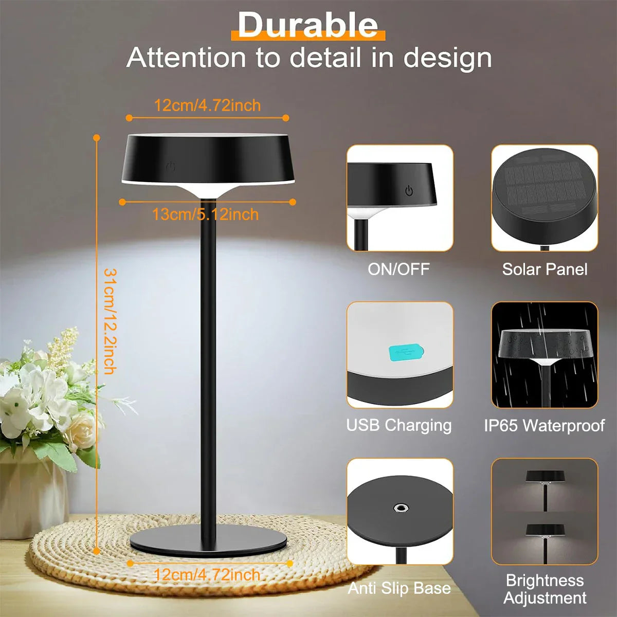 Wireless Outdoor Solar LED Table Lamp