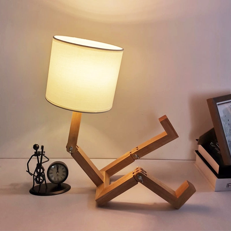 Unique Wooden Robot Table Light