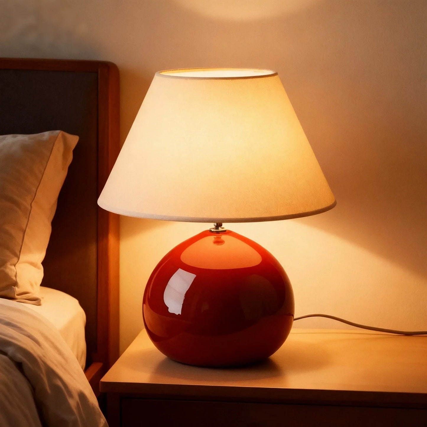 Classic Brown Wooden Table Lamp - Cofik