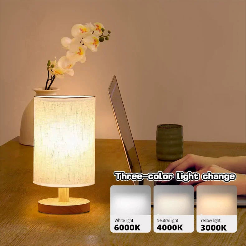 Rustic Wooden Shade Desk Lamp