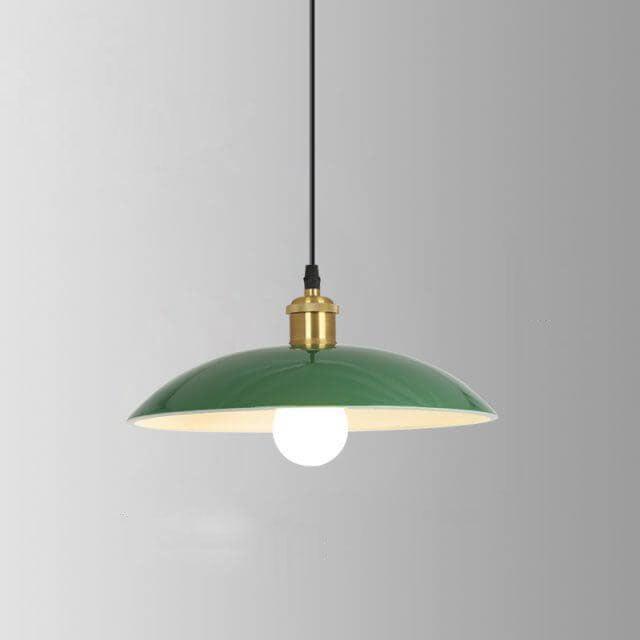 Vintage Metal Pendant Lamp Green Iron Shade