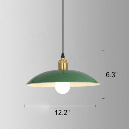Vintage Metal Pendant Lamp Green Iron Shade