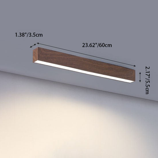 Sleek LED Ceiling Light Fixture 24 Inch Walnut Finish