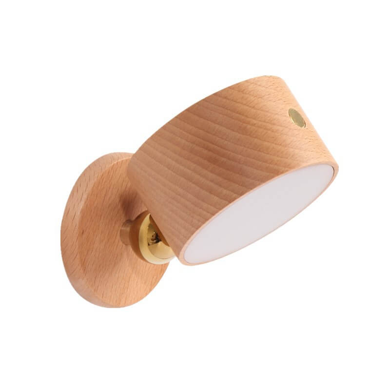 Compact Wooden Plug in LED Wall Lamp