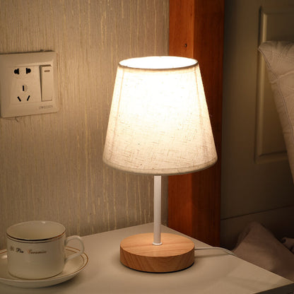 Rustic Wooden Cone Shape LED Desk Lamp