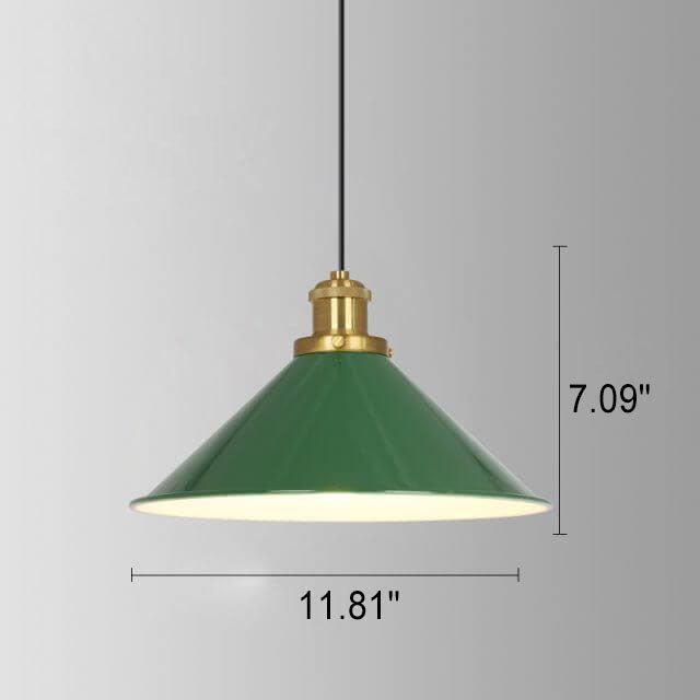 Vintage Metal Pendant Lamp Green Iron Shade
