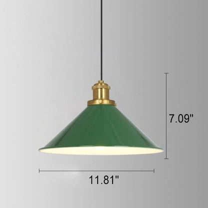 Vintage Metal Pendant Lamp Green Iron Shade