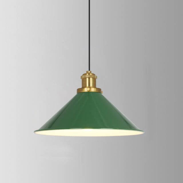 Vintage Metal Pendant Lamp Green Iron Shade
