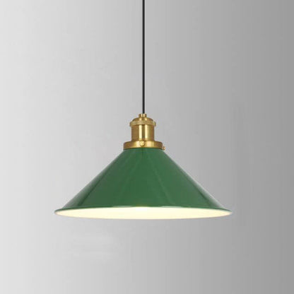 Vintage Metal Pendant Lamp Green Iron Shade
