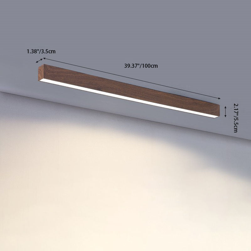Sleek LED Ceiling Light Fixture 24 Inch Walnut Finish