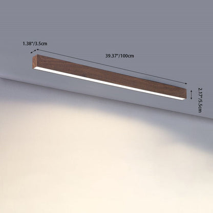 Sleek LED Ceiling Light Fixture 24 Inch Walnut Finish