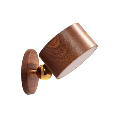 Compact Wooden Plug in LED Wall Lamp