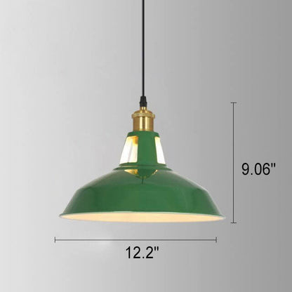 Vintage Metal Pendant Lamp Green Iron Shade