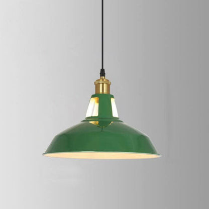 Vintage Metal Pendant Lamp Green Iron Shade