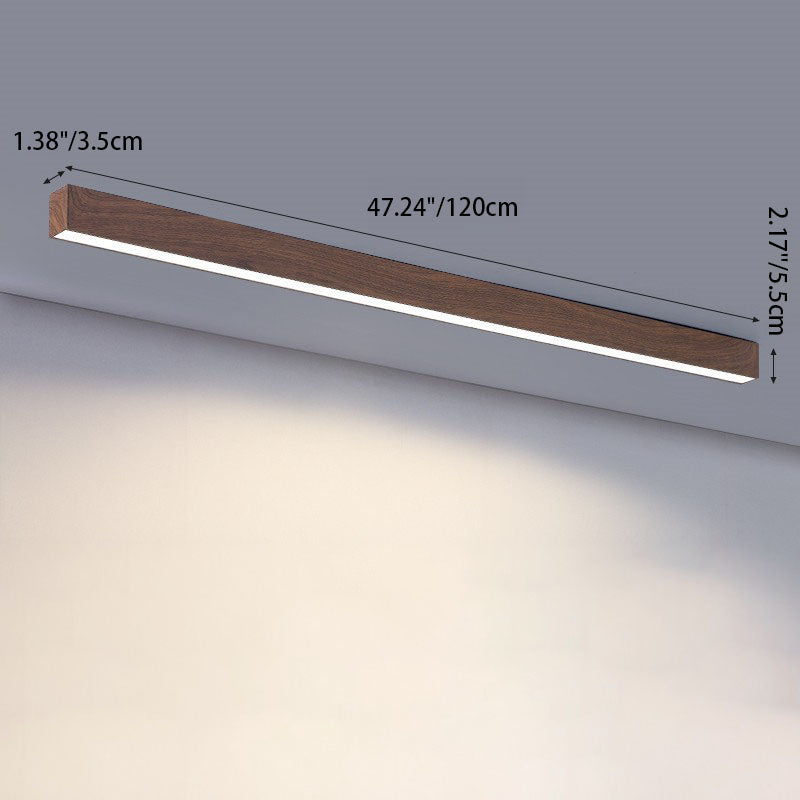 Sleek LED Ceiling Light Fixture 24 Inch Walnut Finish