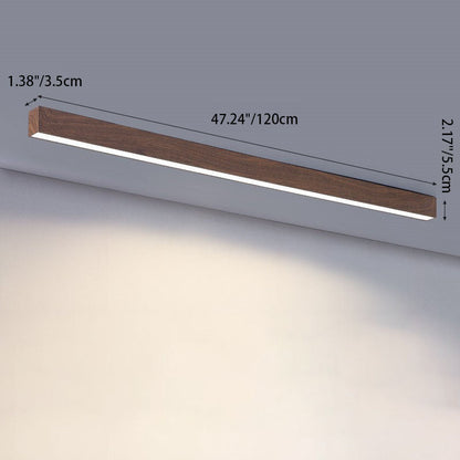 Sleek LED Ceiling Light Fixture 24 Inch Walnut Finish